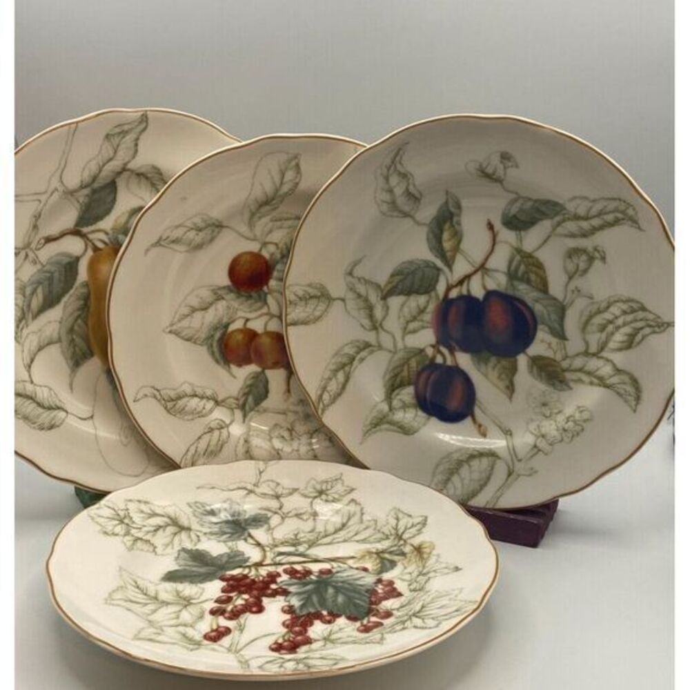 Charter Club Summer Grove Salad Plate Pear Plum Current Crab Apple Set‎ of 4